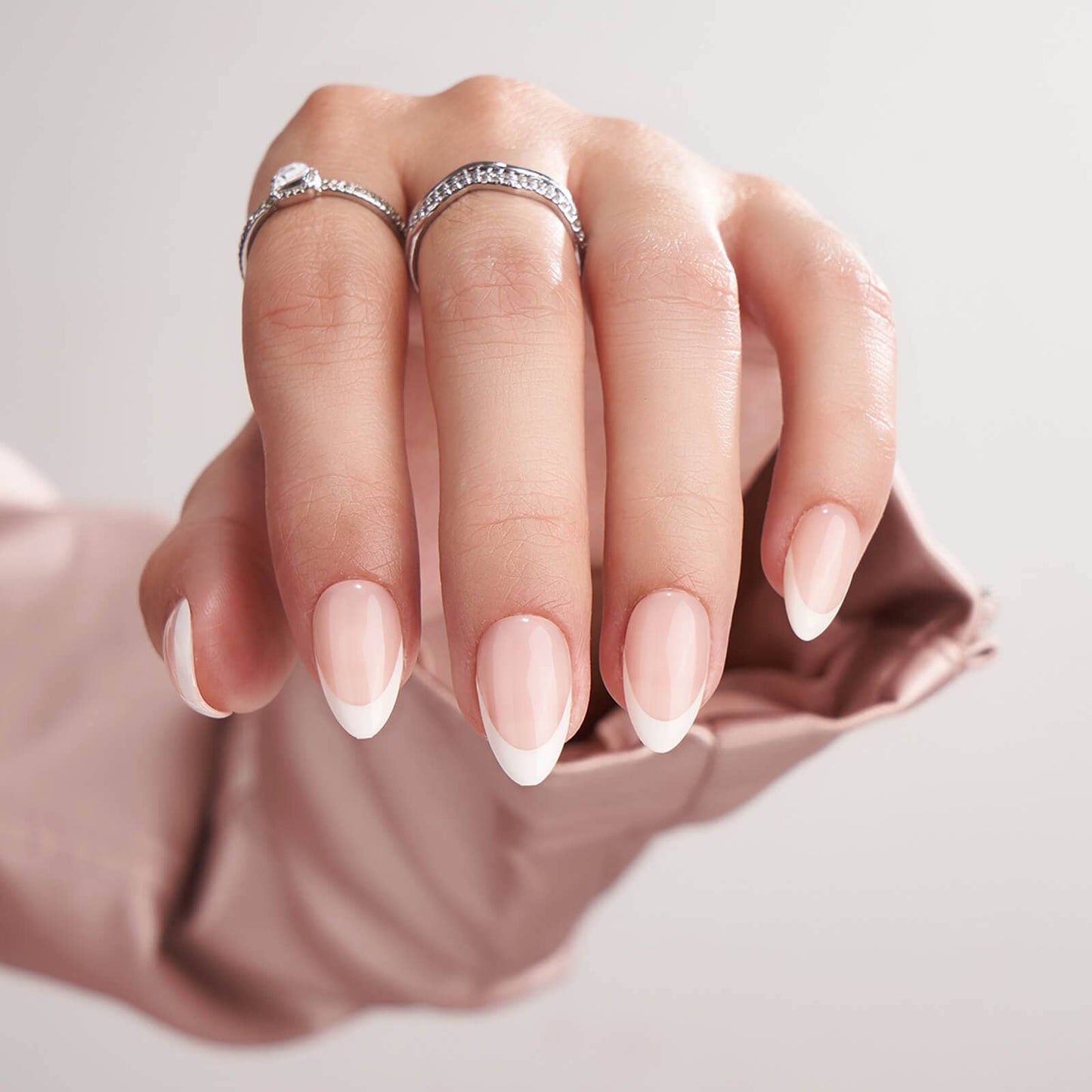 French Tip Press On Nails- Almond