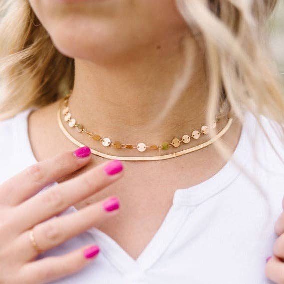 Jade Herringbone Necklace: Silver / 16 Inches