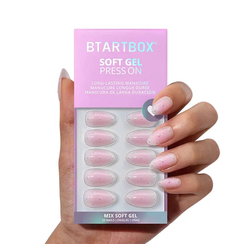 3D Pearl Pink Ombre Almond Nails - Spring Fake Nails Set