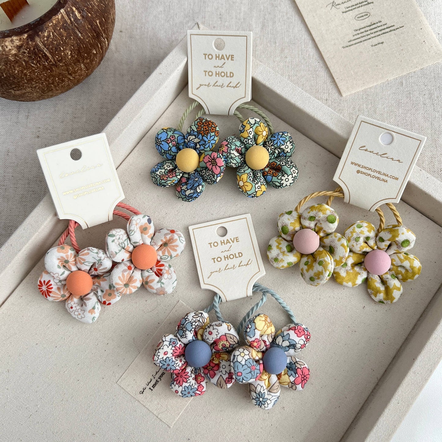 Kids Gingham Flower Hair Ties