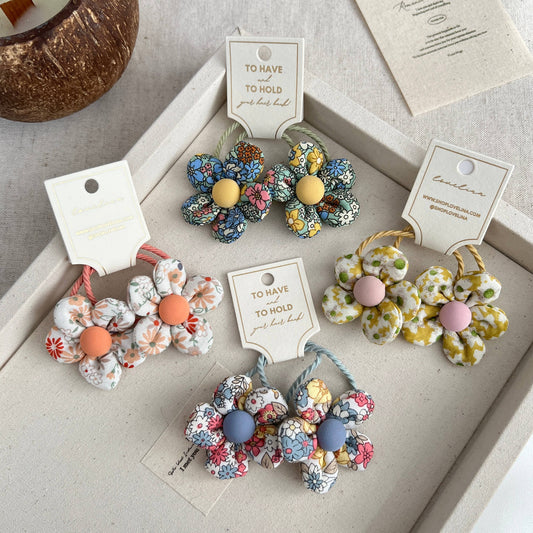 Kids Gingham Flower Hair Ties