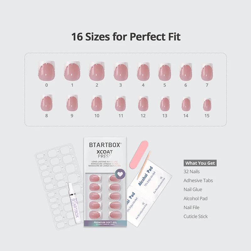 Short Square French Tip Nails - Wedding Press On Nails