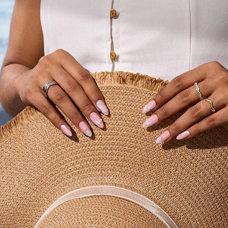 Summer Beach Blue Fake Nails-3D Starfish: Tide Play Pedi