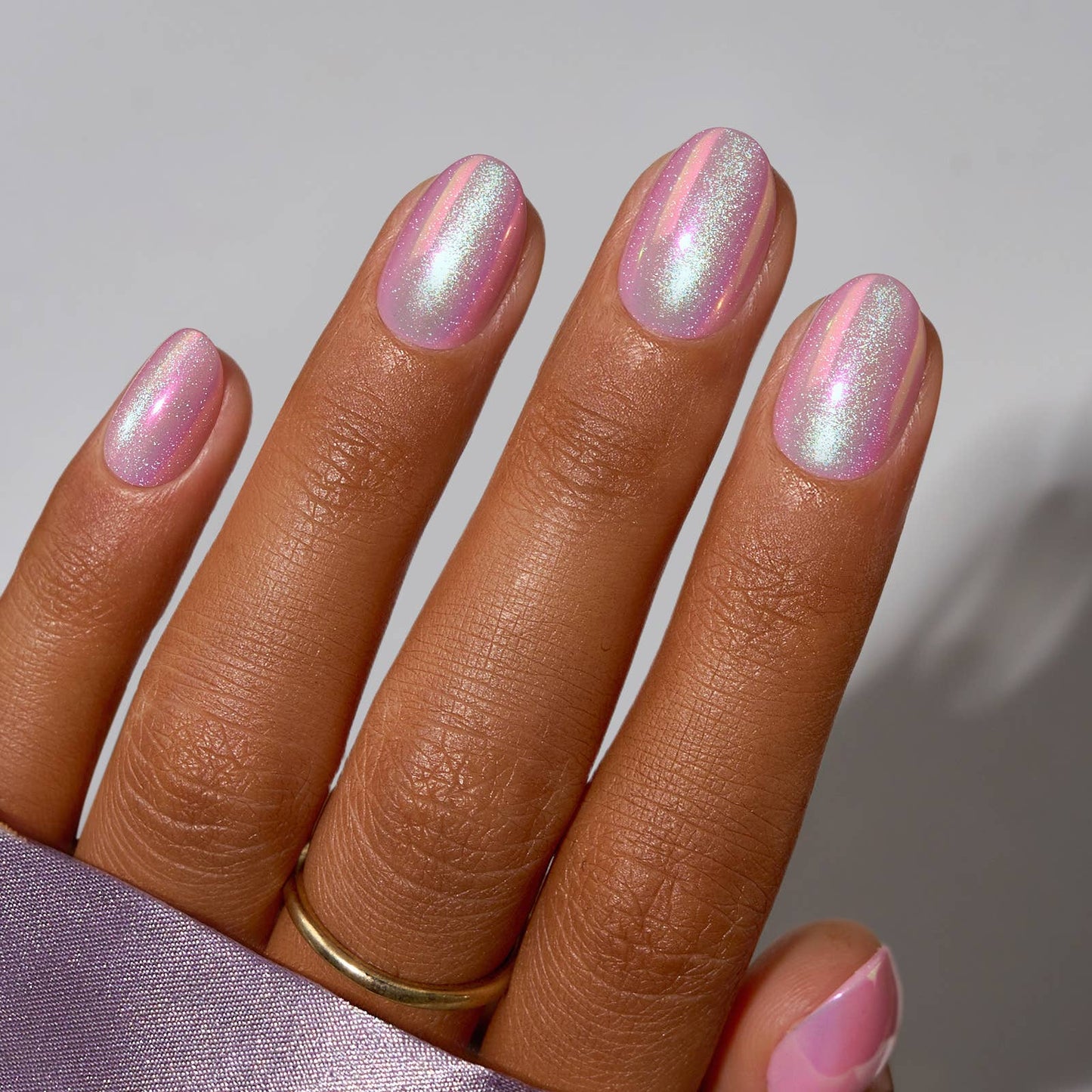 Pink Cat Eye Glossy Almond Nails - French Fake Nails Kit: You Know Me