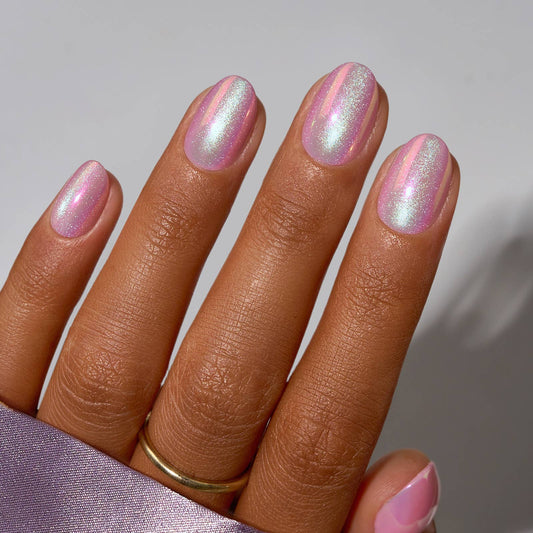 Pink Cat Eye Glossy Almond Nails - French Fake Nails Kit: You Know Me