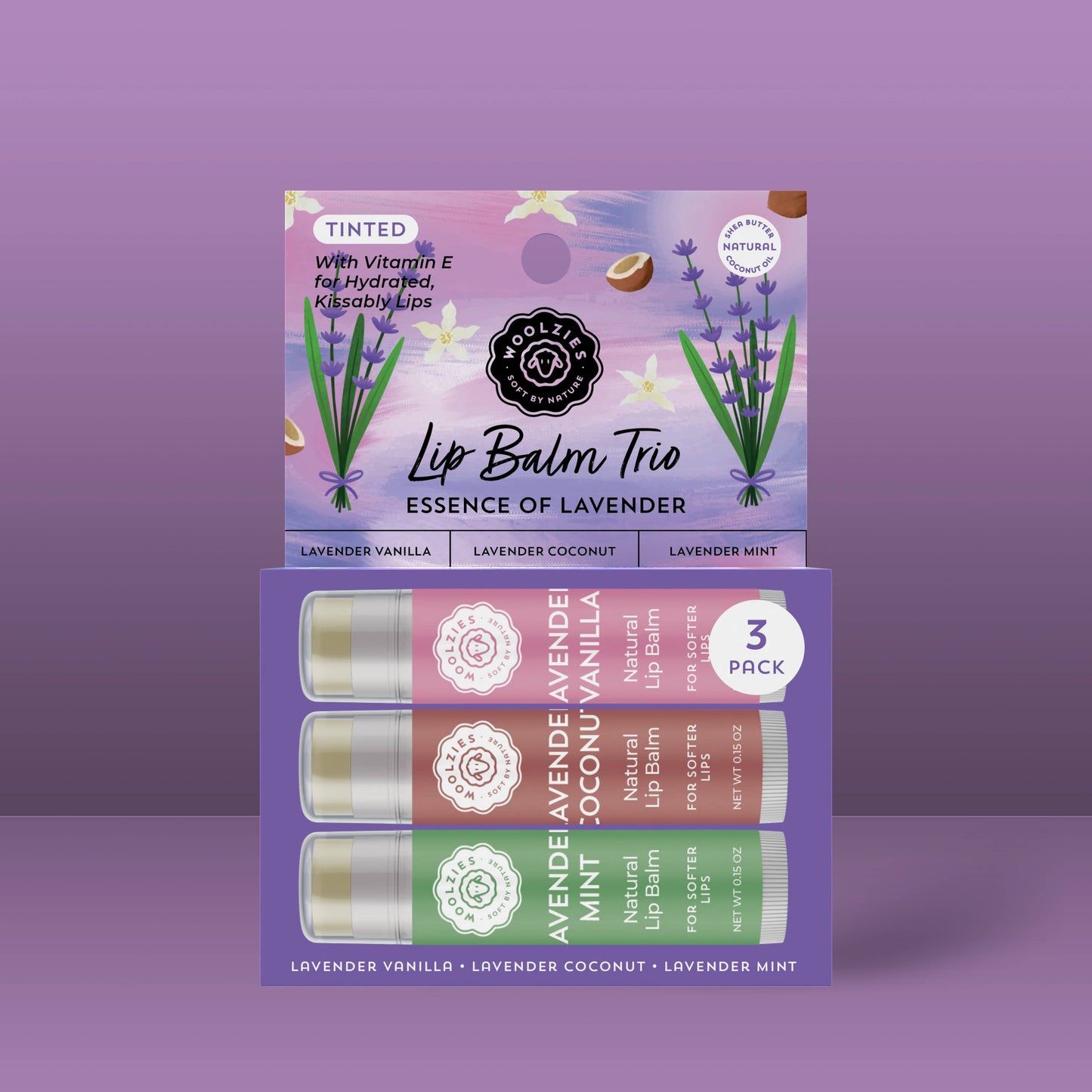 Natural Shea Butter Lip Balm Trio – Essence of Lavender