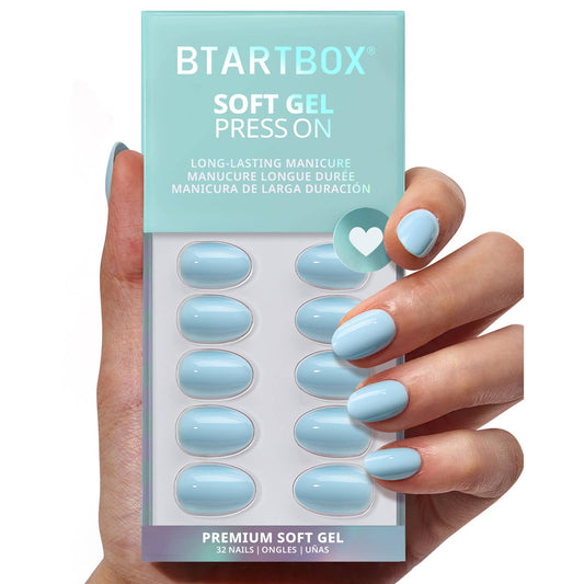 Light Blue Short Square Press On Nails: Sky Transition