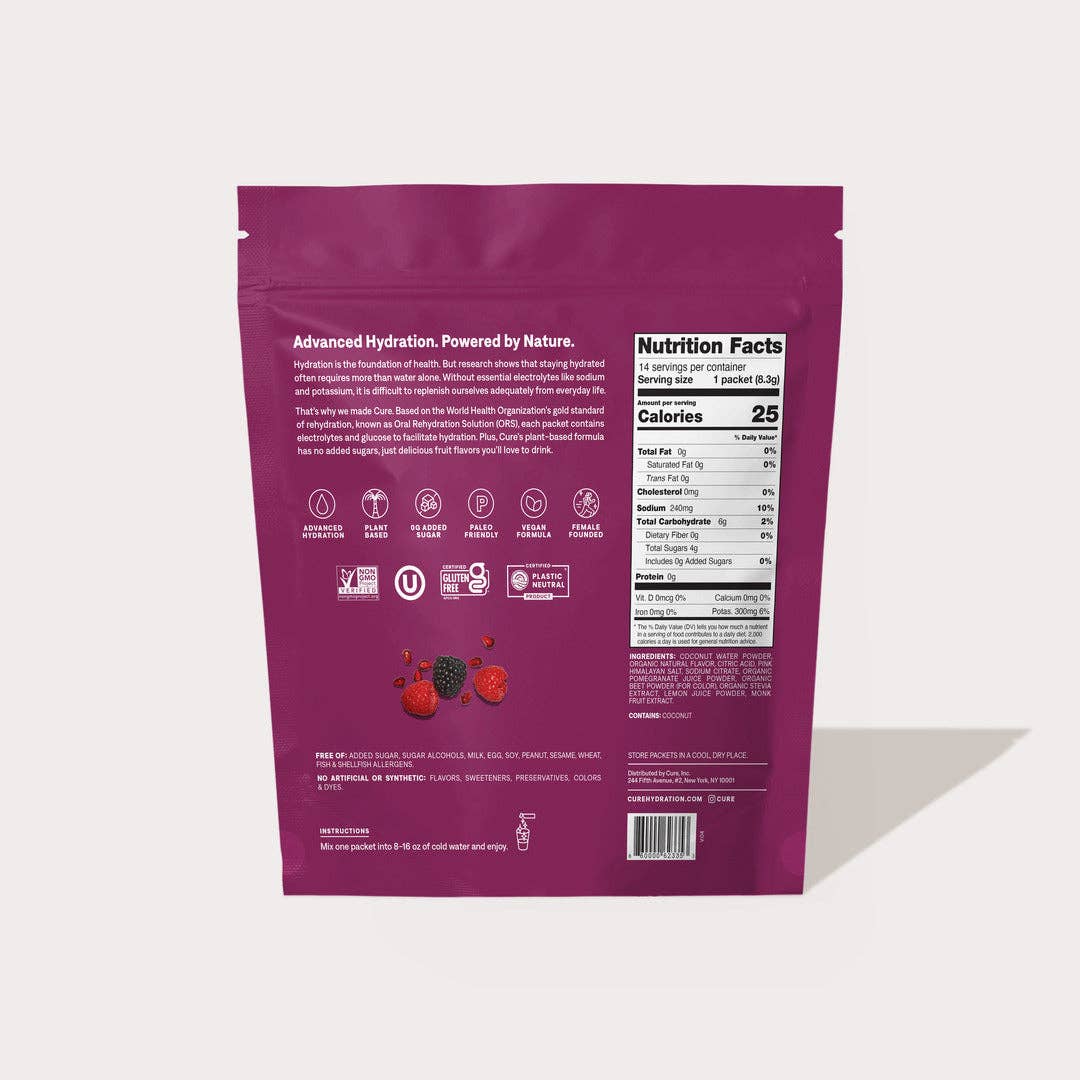 Cure Hydrating Electrolyte Drink Mix - Berry Pomegranate (14ct)