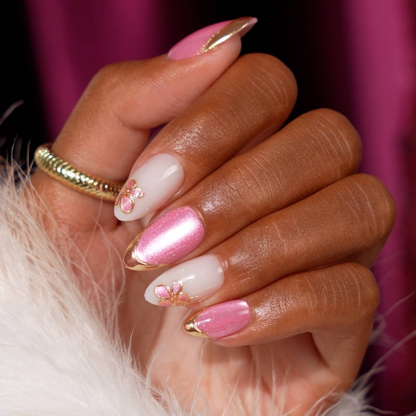 3D Polka Dot Ombre Artificial Nails - Medium Almond Press On: Gala Polka