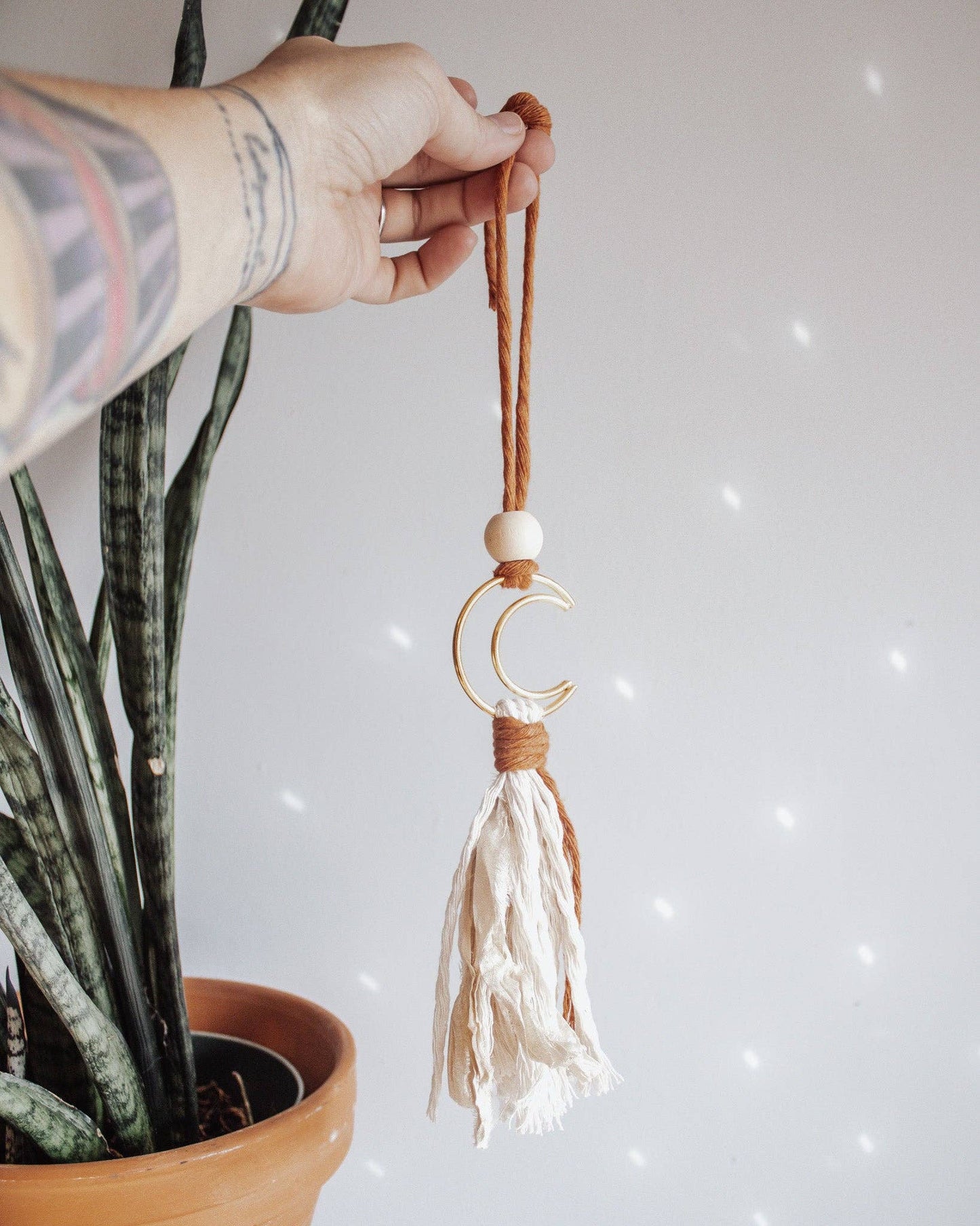 Crescent Moon Car Charms with Diffusing Bead