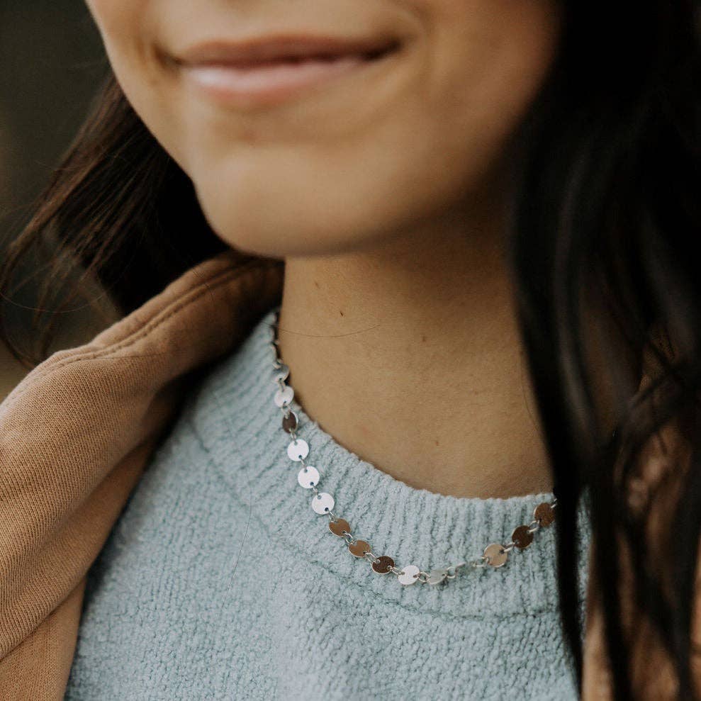Chloe Gold Filled Coin Necklace: Silver