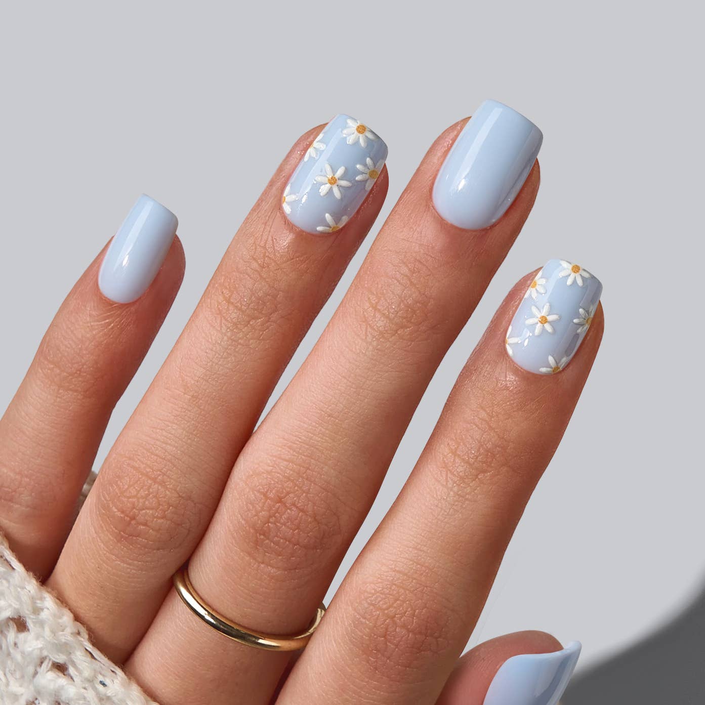 Spring Easter Almond Nails: Porch Sky