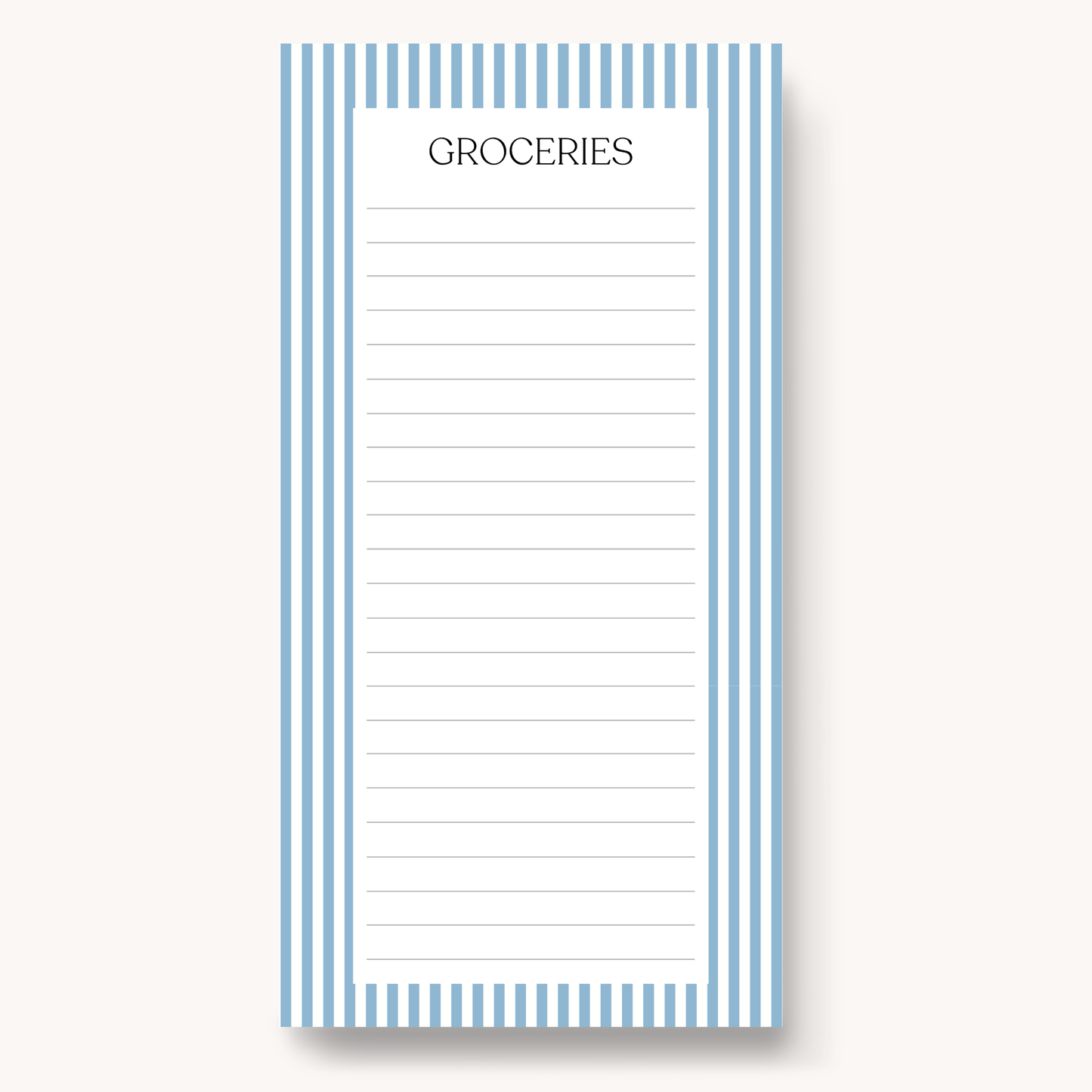 Floral Magnetic Grocery Notepad: Blue Stripes