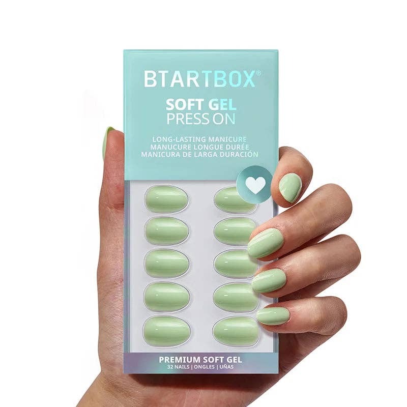 Green Extra Short Almond Nails