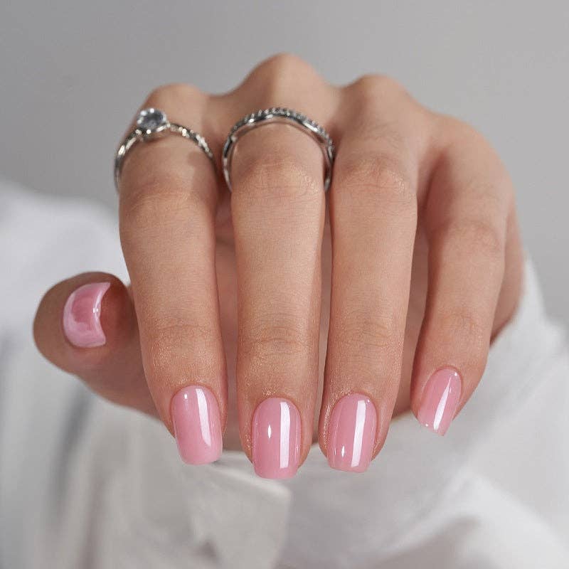 Pink Glazed Pure Press On Nails - BTArtbox Square Fake Nails