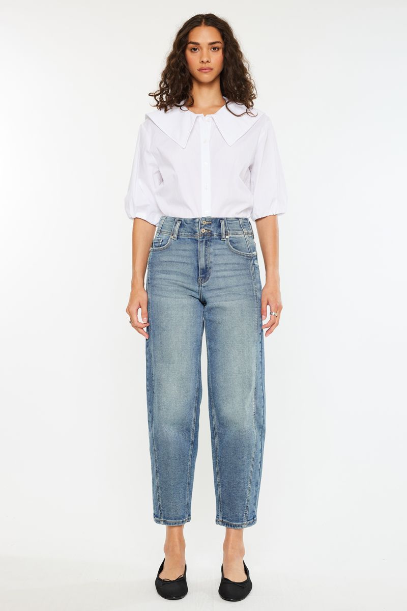 Ultra High Rise Slim Barrel Jeans – Medium Wash