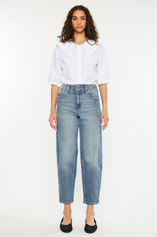 Ultra High Rise Slim Barrel Jeans – Medium Wash