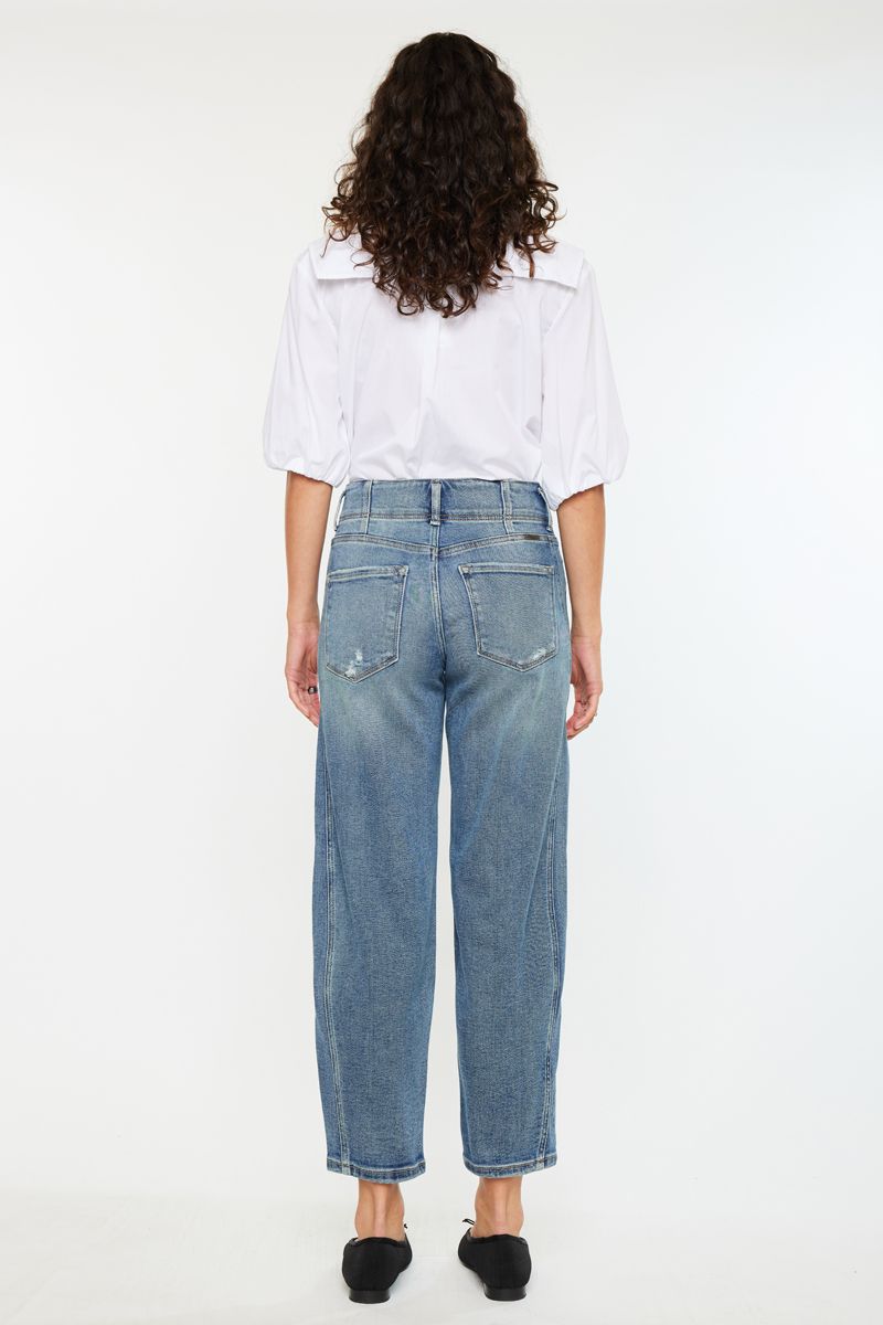 Ultra High Rise Slim Barrel Jeans – Medium Wash