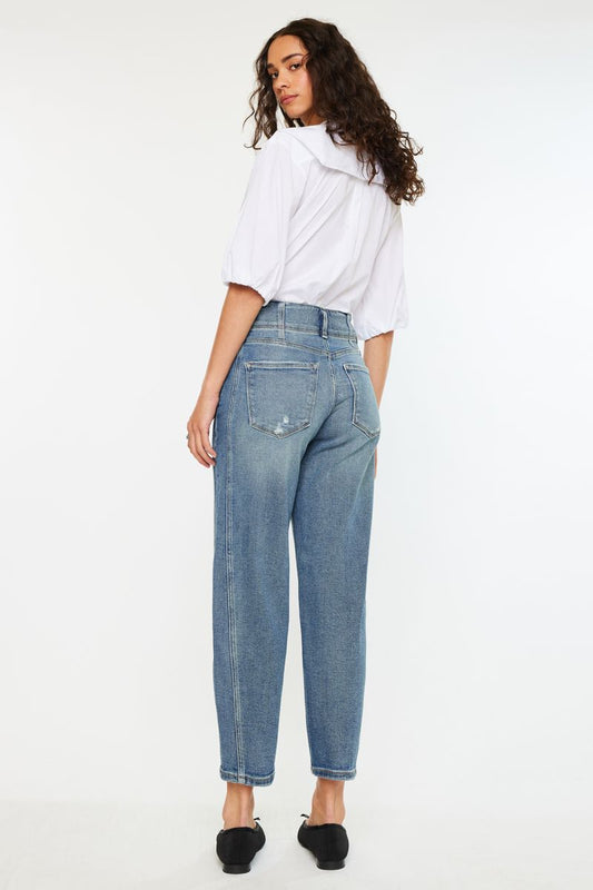 Ultra High Rise Slim Barrel Jeans – Medium Wash