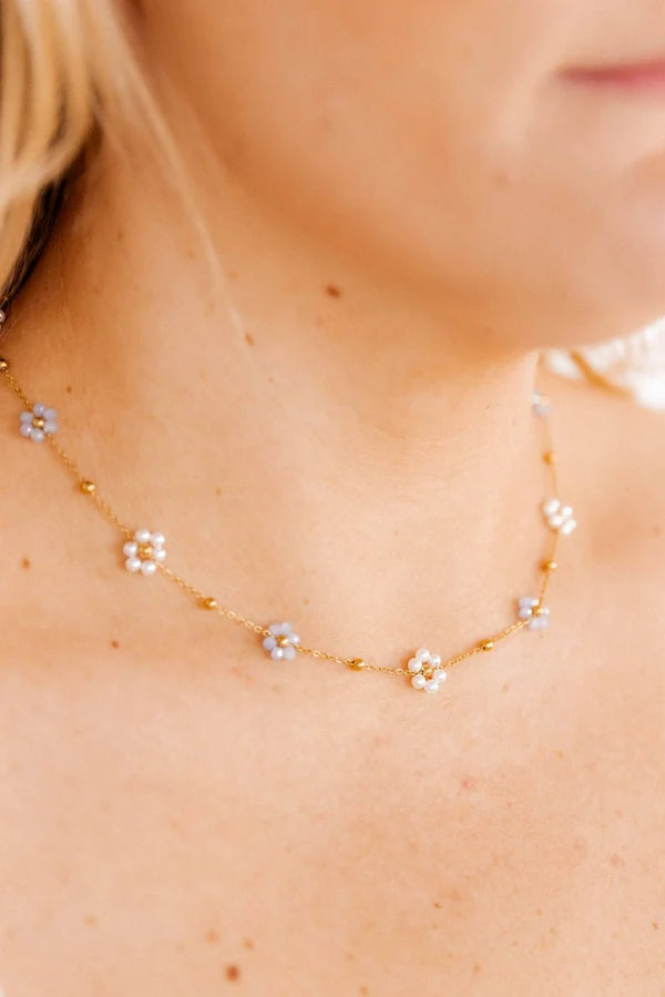 Gracie Flower Blue Necklace