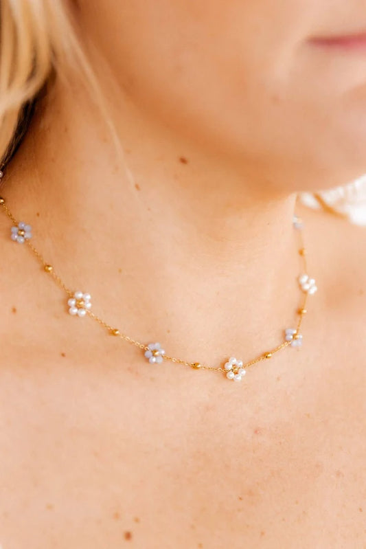 Gracie Flower Blue Necklace