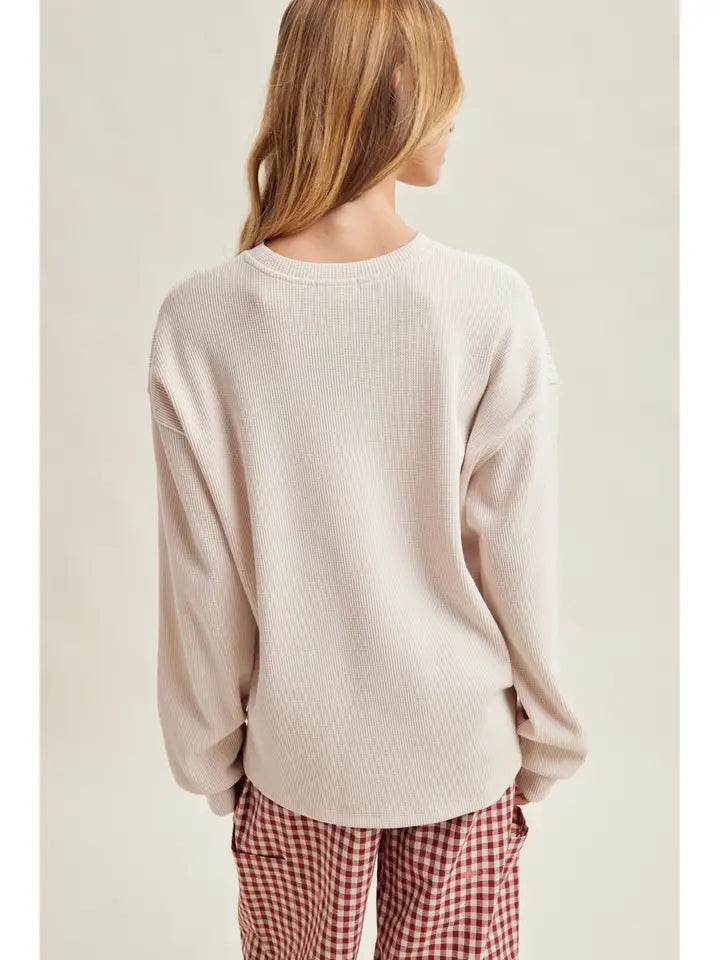 Oatmeal Waffle Knit Pullover
