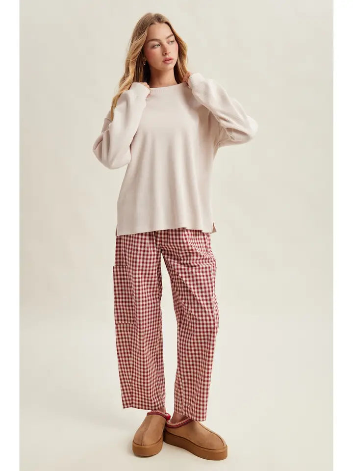 Oatmeal Waffle Knit Pullover