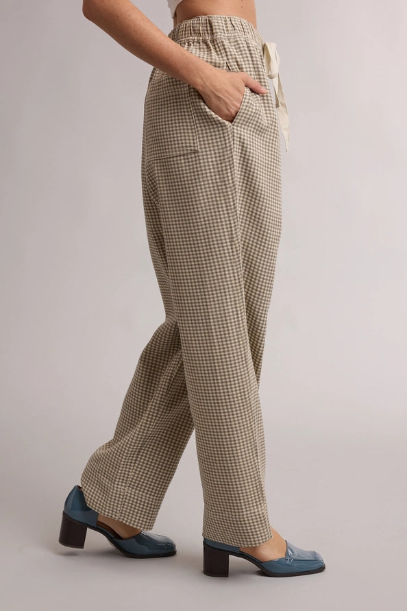 Charcoal & Cream Plaid Pants